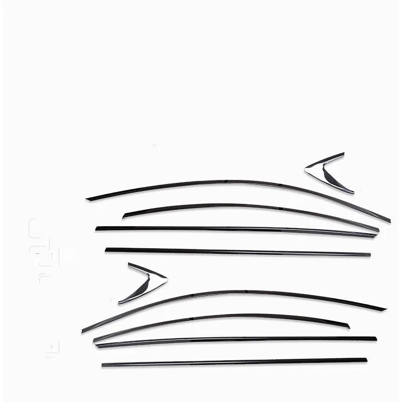Stainless steel window trim strip set in black titanium finish for window moulding installation.