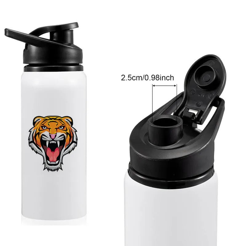White aluminium sports water bottle for cycling in 600ml and 750ml sizes