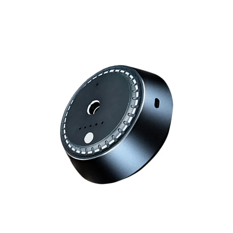 Black metal USB rechargeable car aroma diffuser with compact design and timing function