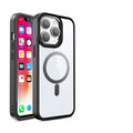 Transparent magnetic silicone iPhone case showing colour options including green, red, and blue