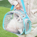 Transparent hard-shell EVA cat backpack carrier showing interior space