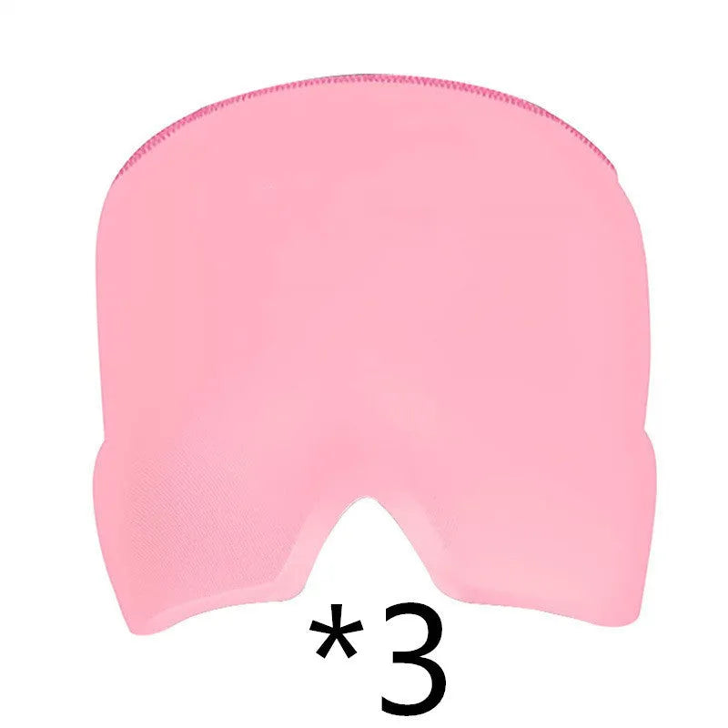 Black elastic cloth gel eye mask for headache relief showing adjustable design