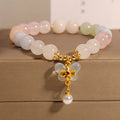 Crystal bracelet with colourful Morganite butterfly pendant in candy colours