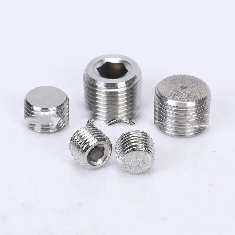 Stainless steel hexagon head bulkhead pipe plug for 3/8 inch series.