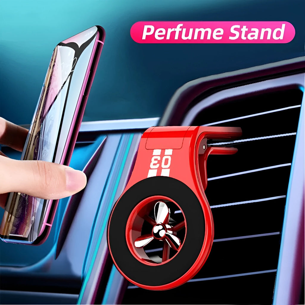 Magnetic car phone holder with fragrance stand attached to vehicle air vent