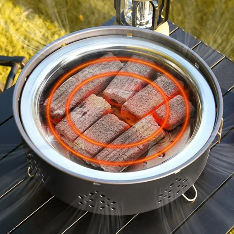 Portable stainless steel charcoal BBQ grill with detachable design and storage bag