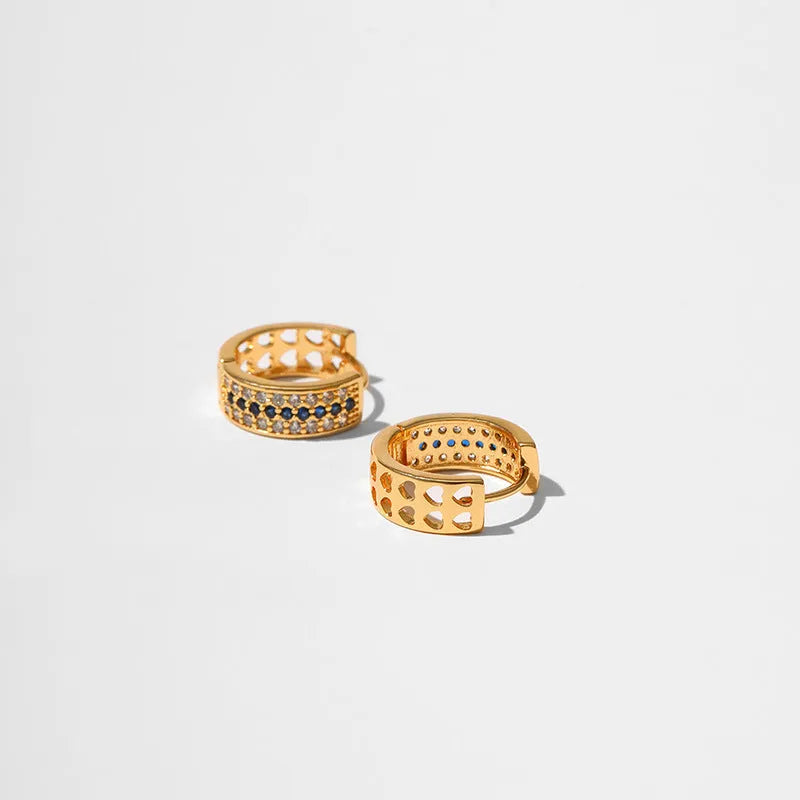 Round geometric women's earrings with copper construction and drop style design