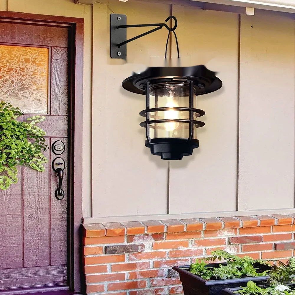 Solar wall lamp in copper rust colour, IP44 waterproof, 5W, retro style for outdoor courtyard, 150x170mm