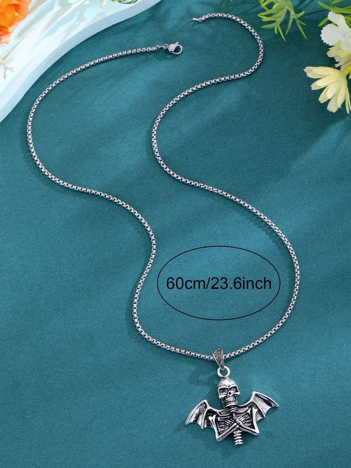 Angel Skull Retro Punk Men's Collarbone Chain necklace with angel skull pendant in Angel Skull Necklace colour