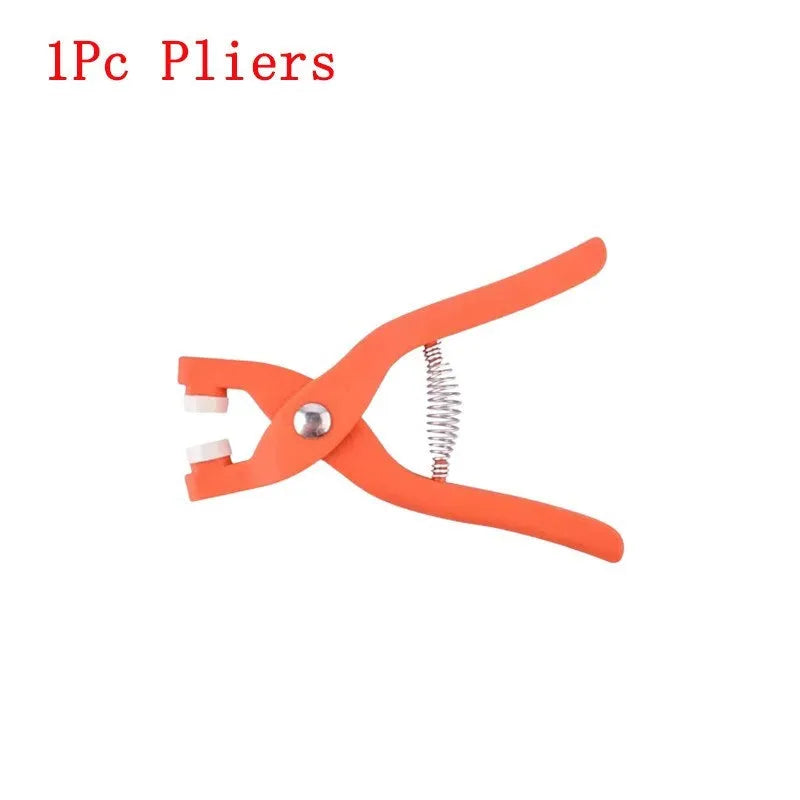 Stainless steel no sew suit button with five claw clasp and pliers, size 9.5mm.