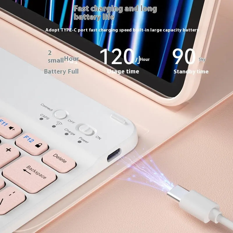 Bluetooth keyboard and rechargeable mouse set in quiet chic white colour for tablet and PC use