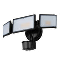 White LED security floodlight with motion sensor for outdoor wall mounting