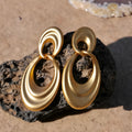 Quicksand gold French retro double circle earrings with a U-shaped copper design.