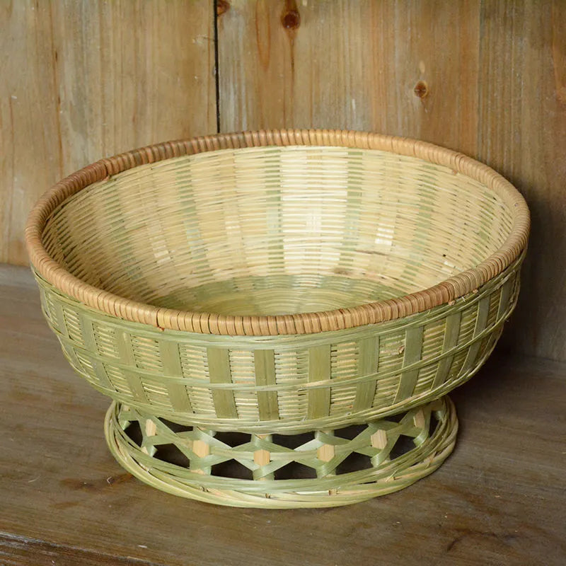 Handmade natural bamboo storage basket in three different sizes for household organisation