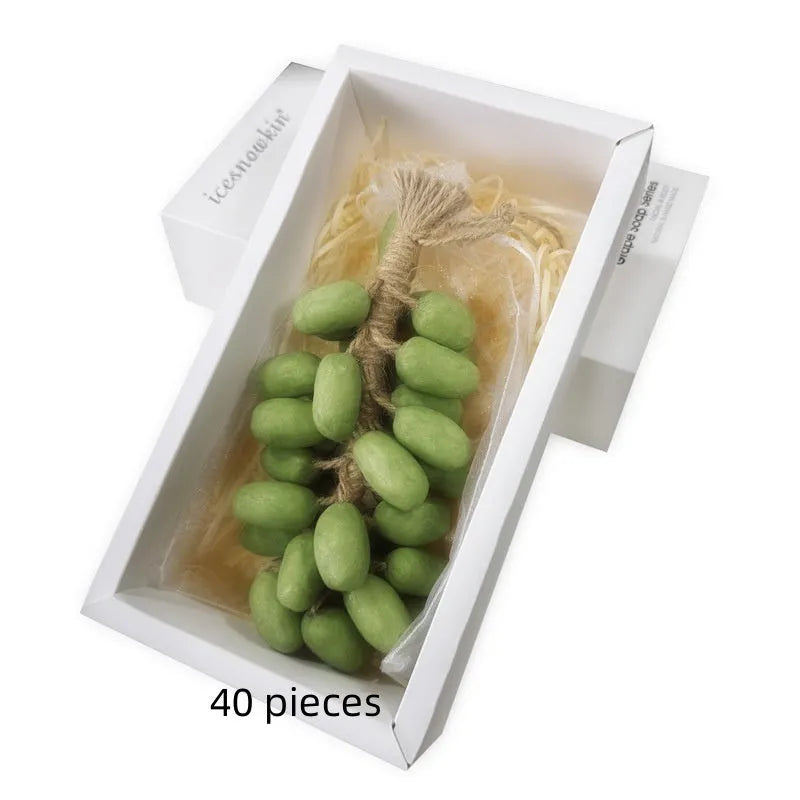 Grape handmade soap bar 120g in packaging with black grape, green grape, purple grape and litchi options
