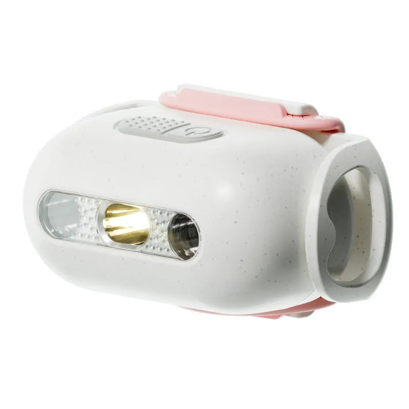 Pet Luminous Collar with small hanging lamp ring lit up, shown in one of four colour options.