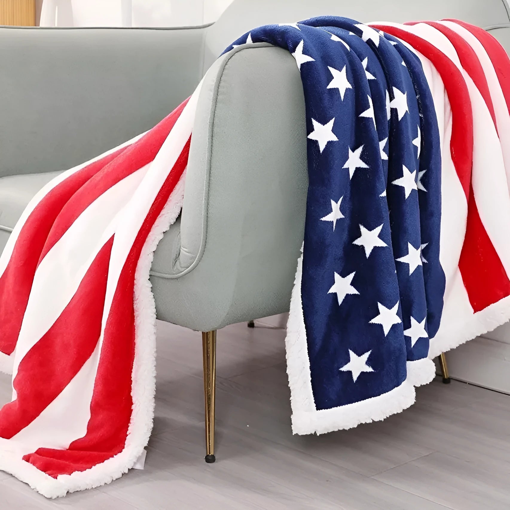 Striped polyester blanket folded, showing its pattern and size options for autumn and winter.
