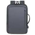 Black Oxford cloth business backpack with shoulder straps showing 20-35L capacity