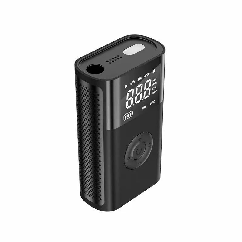 Wireless digital tyre inflator with LCD display showing pressure reading