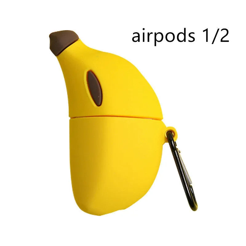 Yellow banana-themed silicone protective case for AirPods Pro wireless headphones