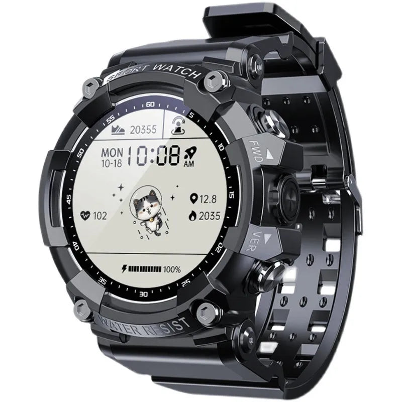 ATTACK 3 IP67 waterproof smart watch with round screen shown in black, white, and pink colour options