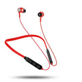 G03 red boxed sports Bluetooth earphones with a black neckband and in-ear earbuds