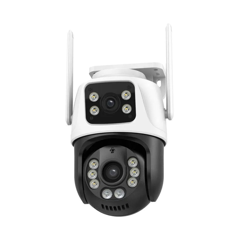 Wireless outdoor security camera with dual monitoring screens and 3MP HD resolution