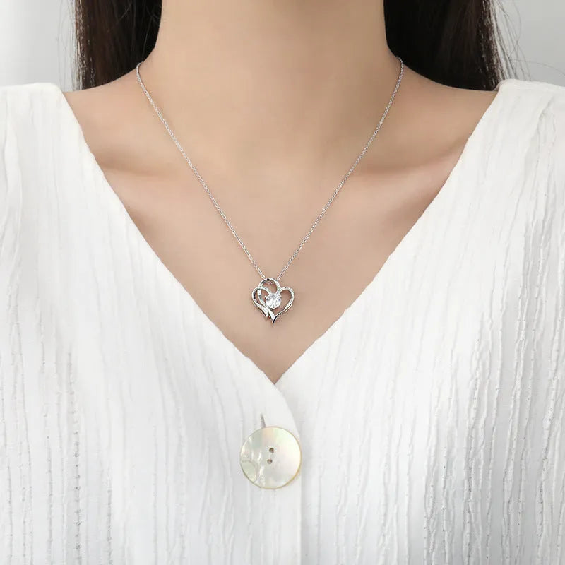 Women's heart-shaped 925 silver necklace in rose gold, white gold or yellow gold plating