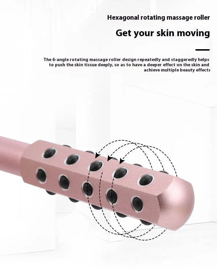 Purple germanium particles facial massage roller with 24 stone spheres