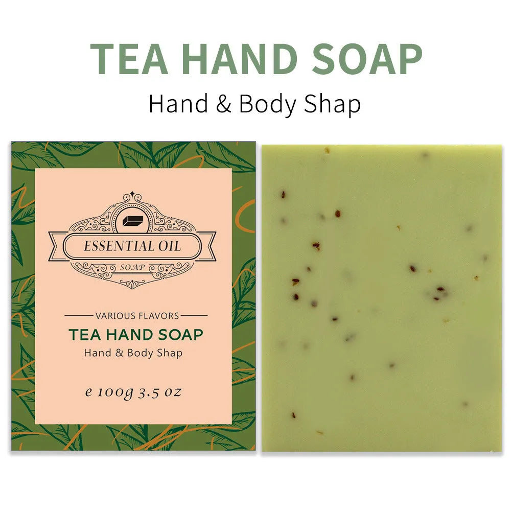 Handmade plant essential oil soap bar with frosted surface, 100g weight for body and hand washing