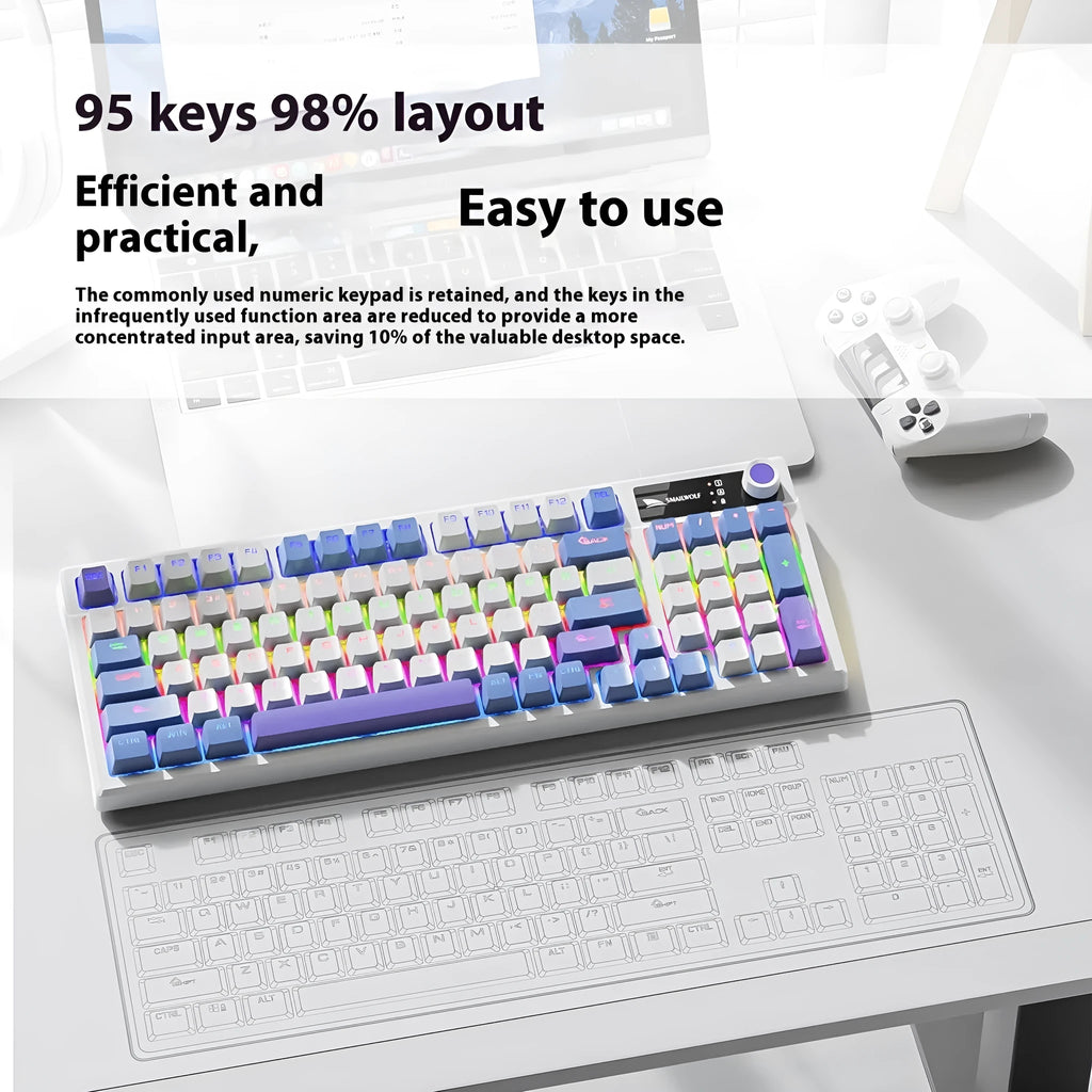 SK15 wired mechanical gaming keyboard with central knob in Autumn Water Blue colour