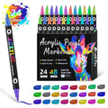 Set of double-ended acrylic marker pens with washable opaque ink in various colours.