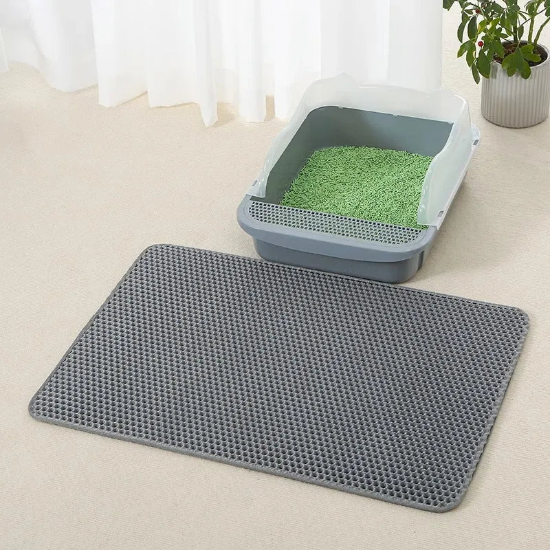 EVA double-layer cat litter mat in four sizes and six colours, including black and gray, for cat litter areas