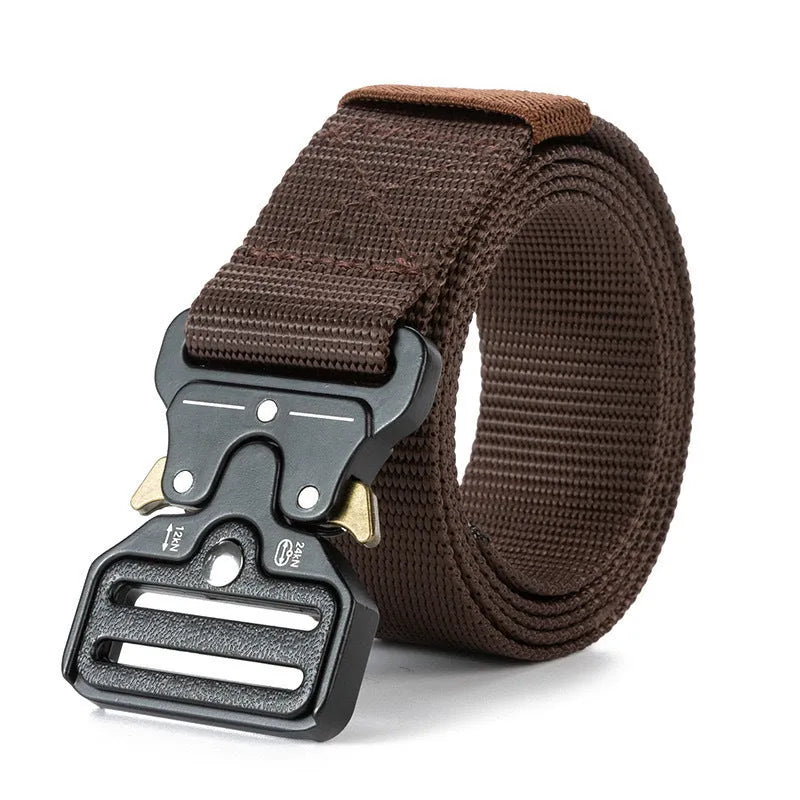 Men's thick canvas tactical belt with alloy release buckle in various colours
