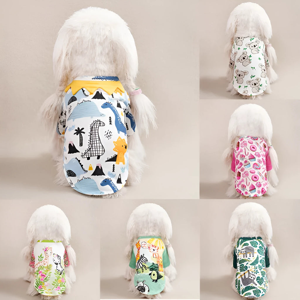 Full printed dog clothing in casual style with polyester fabric for spring and autumn wear