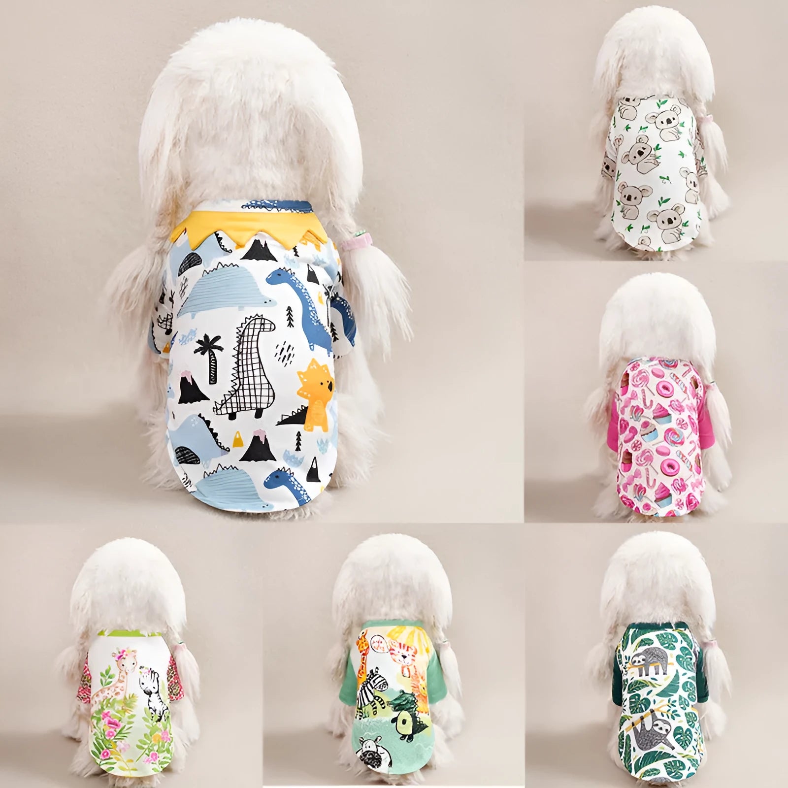 Full printed dog clothing in casual style with polyester fabric for spring and autumn wear
