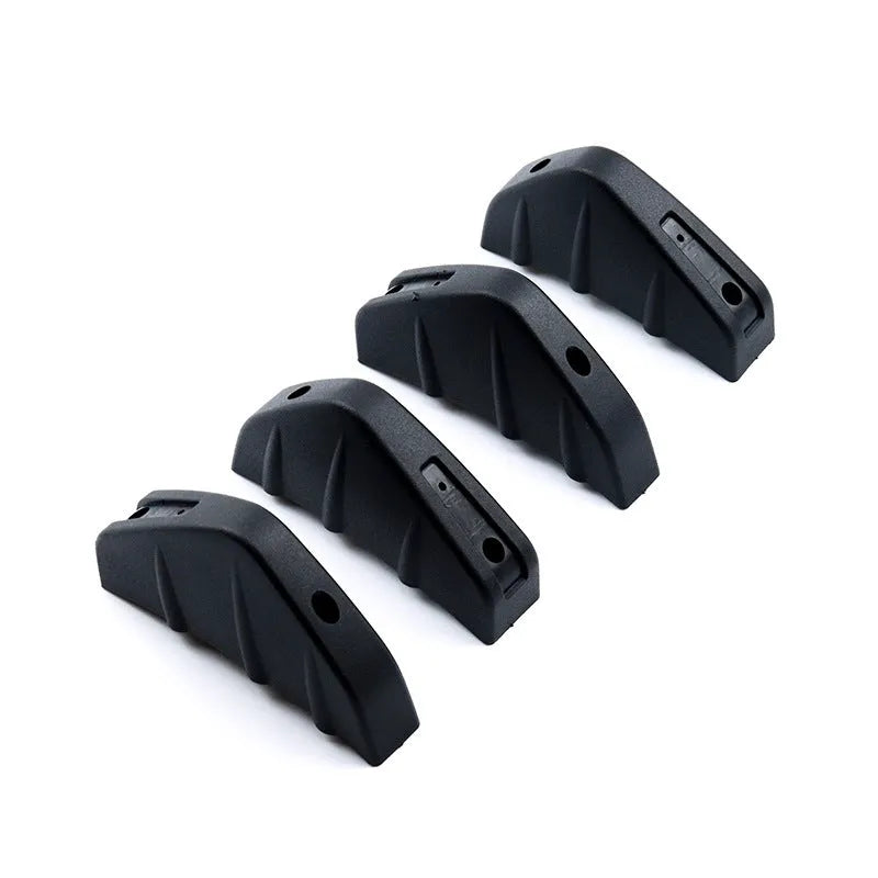 Black triangular automotive rear spoiler with carbon fibre effect finish, 15cm dimension