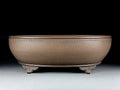 Handmade oval purple sand flowerpot measuring 50cm by 39.5cm by 16cm for desktop plants