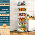 Black six layer floor standing kitchen storage trolley with metal frame