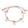 Hand-woven colourful braided rope bracelet with an adjustable carrying strap for women.