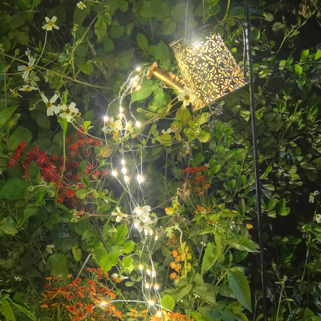 Solar-powered butterfly design kettle light for outdoor garden decoration with wrought iron construction