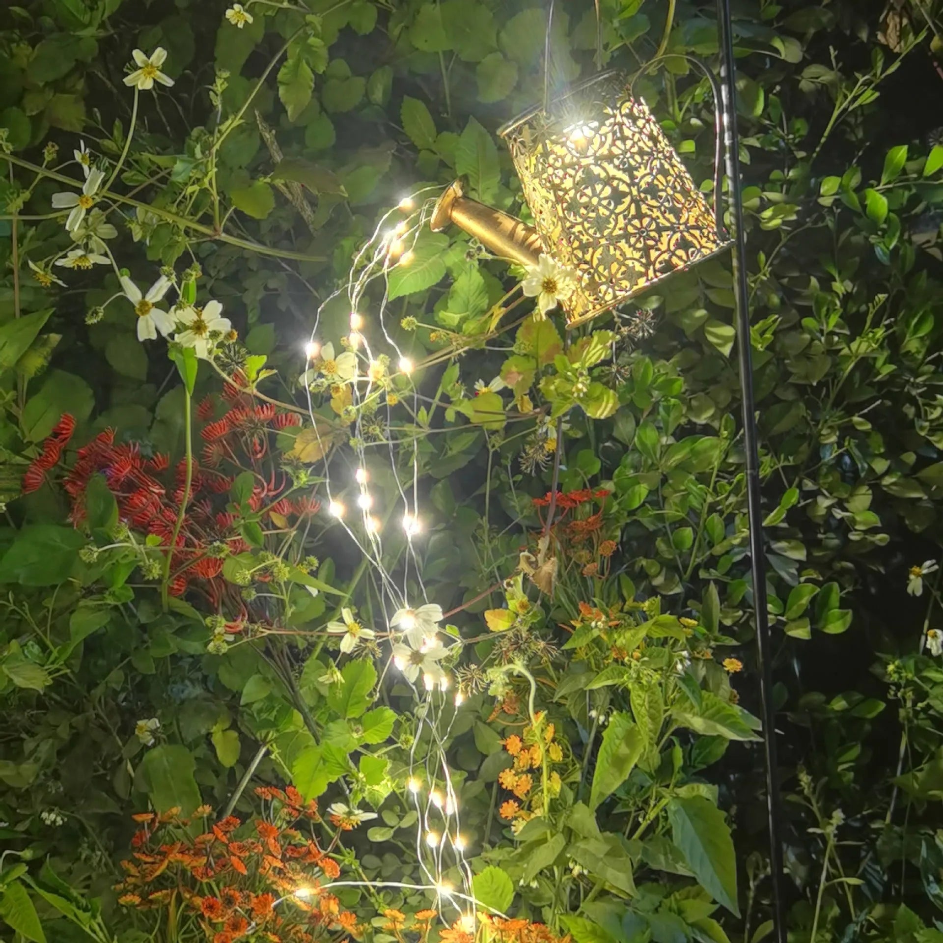 Solar-powered butterfly design kettle light for outdoor garden decoration with wrought iron construction