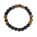 Tiger eye stone convertible tassel chain showing 81cm length and ball bead construction