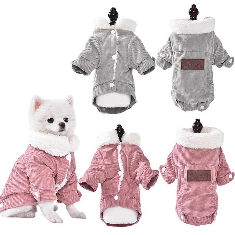 Lambswool grey fleece-lined dog vest for autumn and winter pet warmth