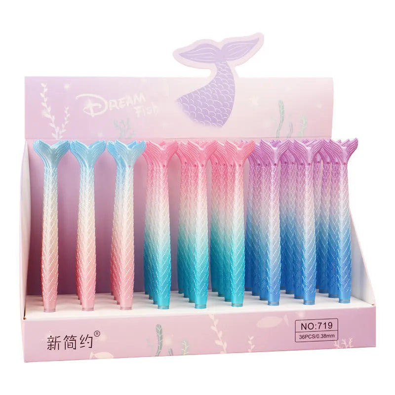 Mermaid cartoon design gel pen with 0.38mm needle-point tip on plastic casing
