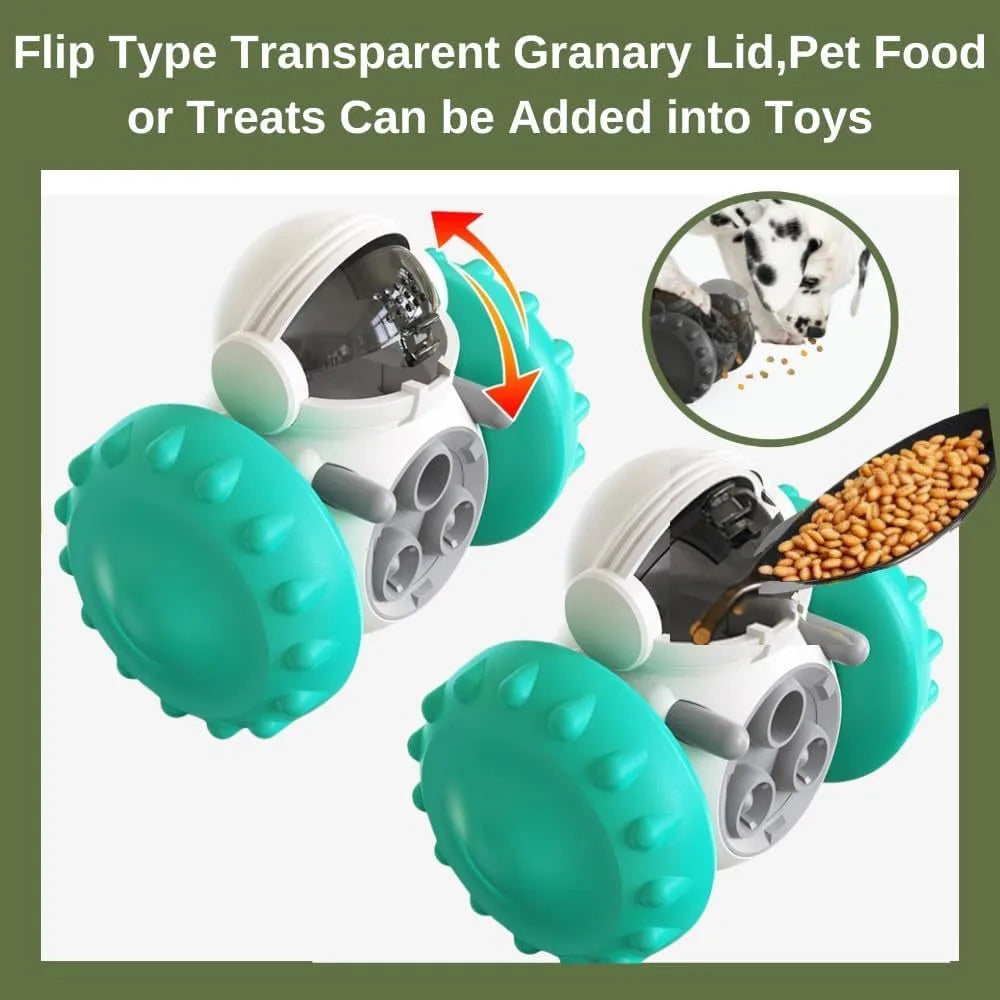 Self-balancing dog food dispenser puzzle toy in five colours for small pets