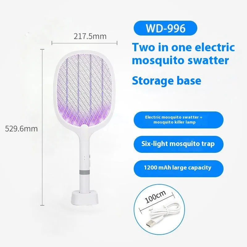 Rechargeable electric mosquito swatter with USB port and ABS plastic housing