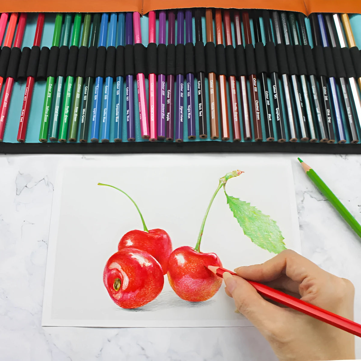Wooden coloured pencil set for oily painting with 50 colours in wooden case