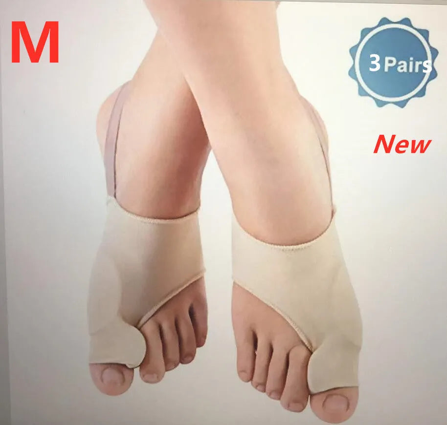 Corrective toe socks with gel bunion pad and silicone toe separator in three sizes