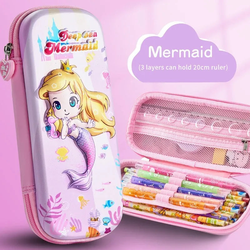 3D leather pencil case with embossed spaceship design in box style for stationery storage